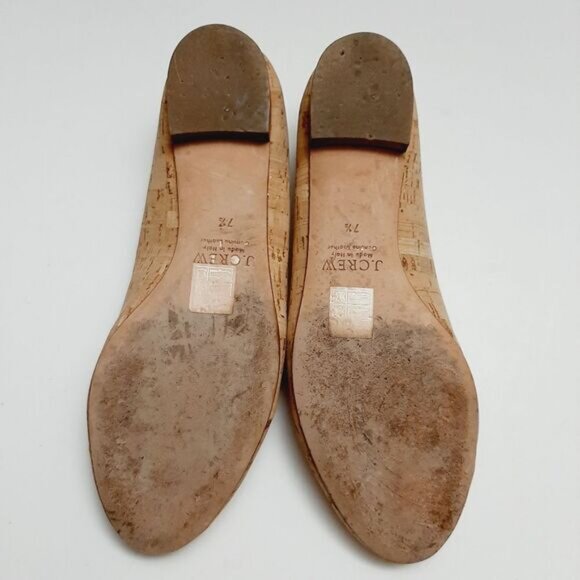 J. CREW | Italy Kiki Cork Leather Lined Round Toe Ballet Flats Shoe Natural 7.5 - Picture 15 of 16